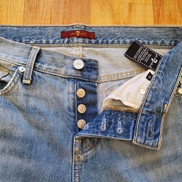 7 For All Mankind Jeans Women 26 30x27 Blue Denim Button Fly 90s Mom Made in USA - Picture 4 of 14